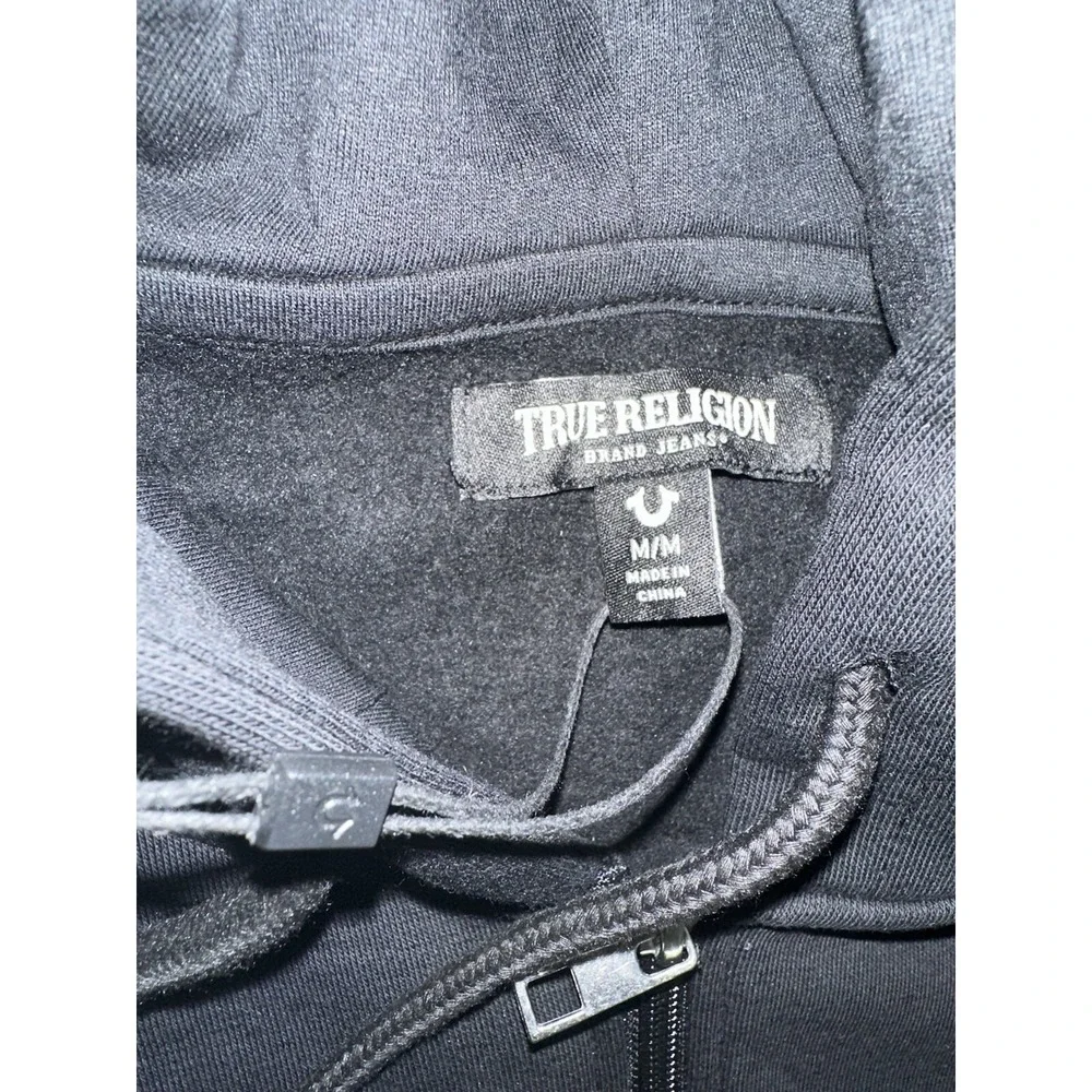 True‎ Religion Jet Black TRADEMARKED TR02 HOODIE-Sz Medium Zip Down Men's